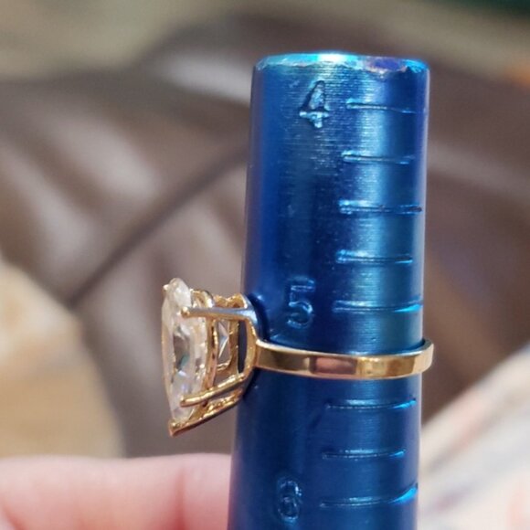 Pear Shape 14K Yellow Gold Pear-Shaped CZ Diamond Solitaire Engagement Ring 5.5 - Picture 12 of 12